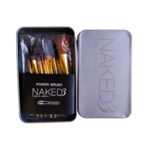 ست براش آرایشی ۱۲ عددی مدل Power Brush سری Naked 3 با جعبه فلزی